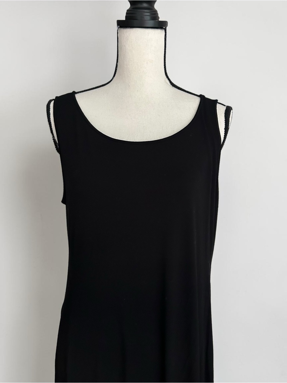 Eileen Fisher Black Jersey Maxi Tank Dress Sz L Minimalist Sleeveless Stretch - Picture 9 of 12